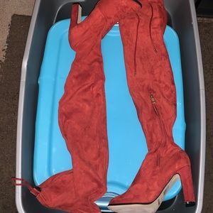Reddish Orange Thigh High Boots